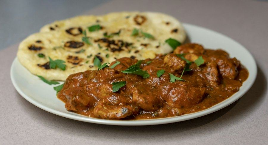 Curry served with naan